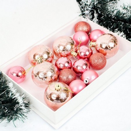 Kit 16 Bolas De Natal Variadas Rose Enfeite Para Árvore - Feira da Madrugada SP