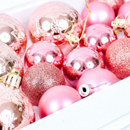 Kit 16 Bolas De Natal Variadas Rose Enfeite Para Árvore - Feira da Madrugada SP