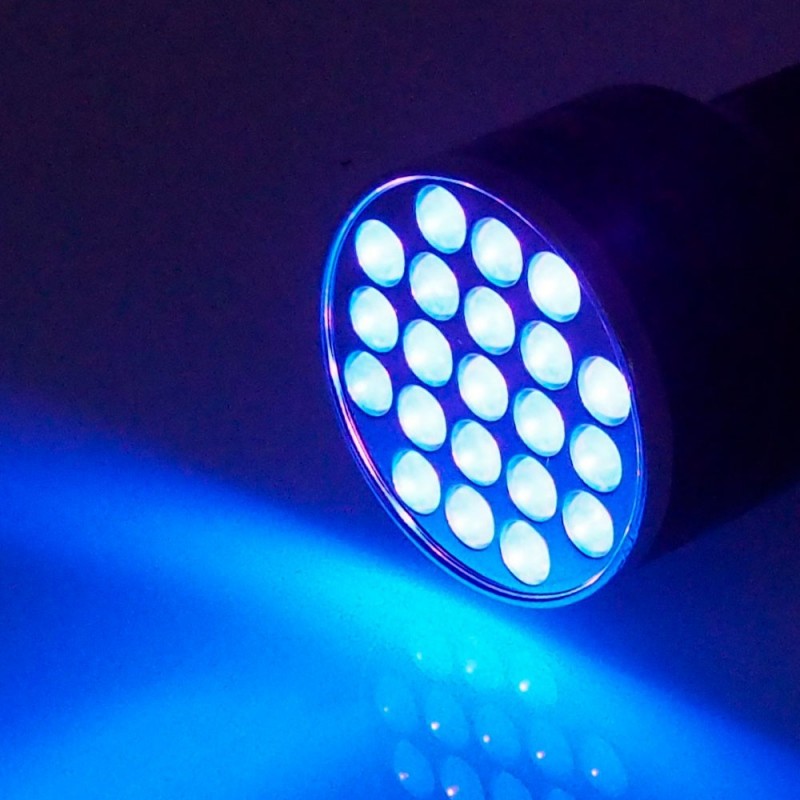 Mini Lanterna UV Com 21 LEDs Lâmpada Luz Ultravioleta - Feira da Madrugada SP