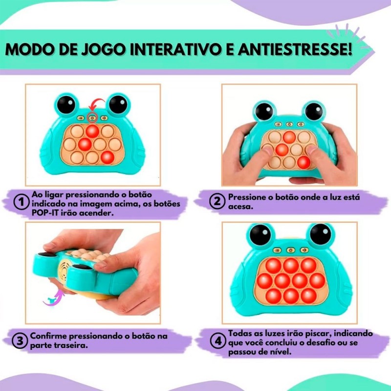 Pop-it Game Eletrônico Anti Stress A Pilha Fast Push Portátil - Feira da Madrugada SP