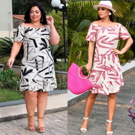 Vestido Feminino Curto Ciganinha Ombro A Ombro Manga Curta - Feira da Madrugada Sp