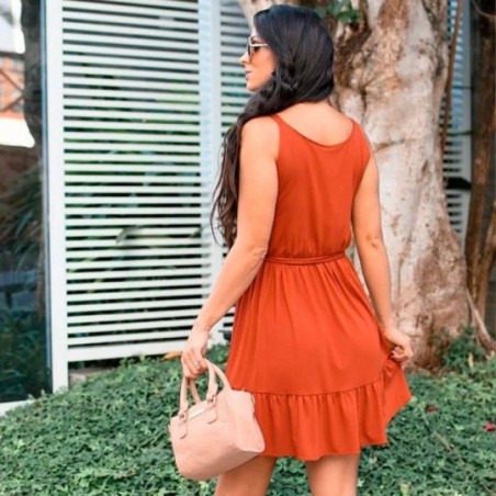 Vestido Feminino Curto Boneca Regata Com Amarração - Feira da Madrugada SP