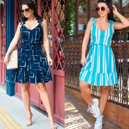 Vestido Feminino Curto Boneca Regata Com Amarração - Feira da Madrugada SP