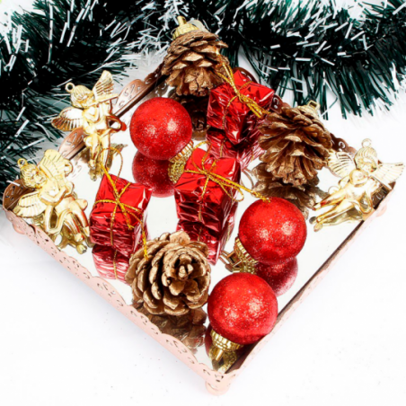 Kit Mini Árvore 30cm 25 Galhos + 22 Enfeites De Natal - Compre Agora!