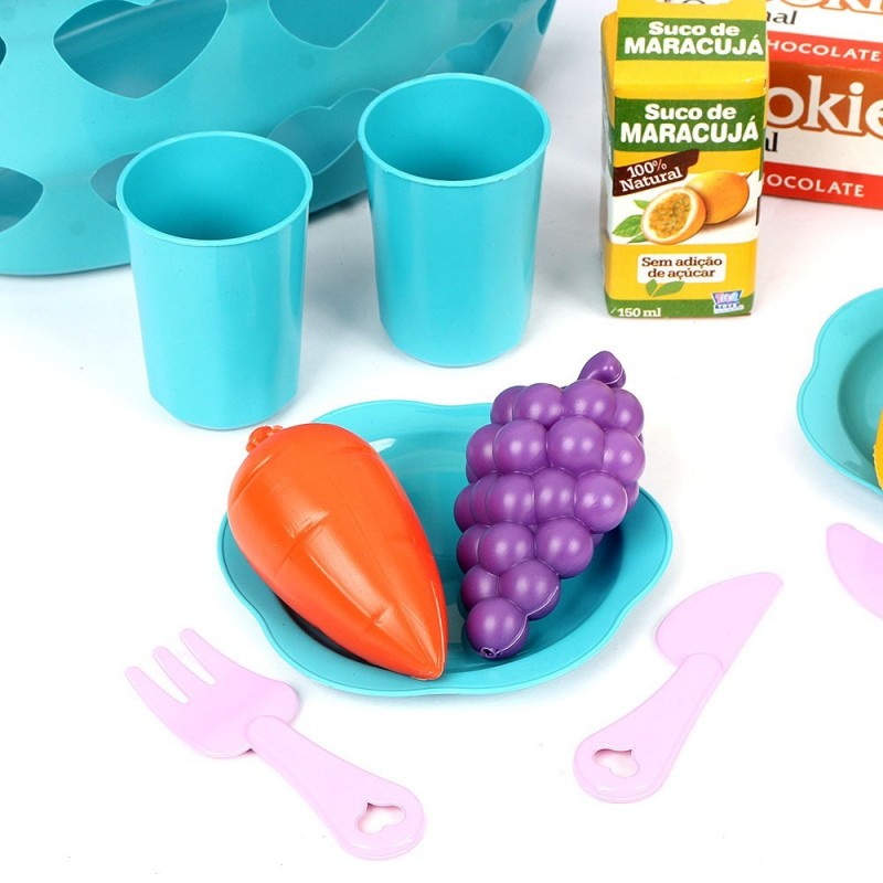 Cesta Piquenique Brinquedo Infantil Com 15 Peças Zuca Toys