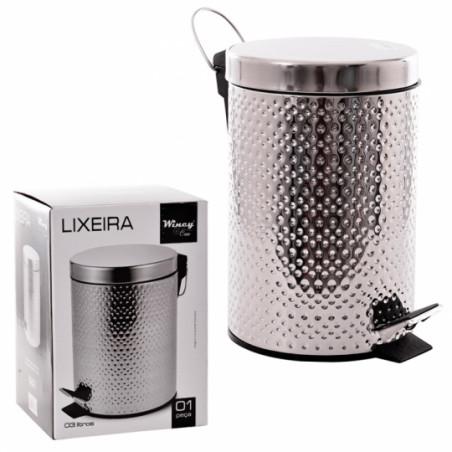 Lixeira Redonda Balde Interno Removível Com Pedal Inox 3 L - Compre Agora!