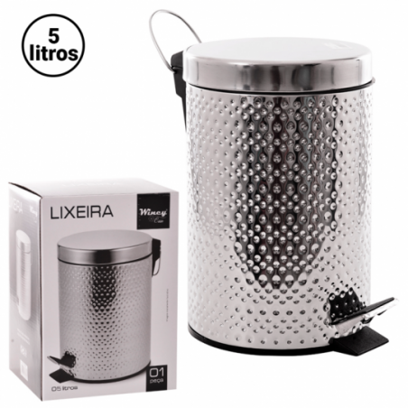Lixeira Redonda Balde Interno Removível Com Pedal Inox 5 L - Compre Agora!