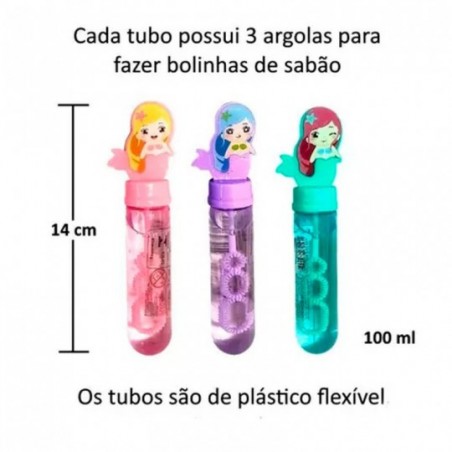 Bolha De Sabão 13 Cm Sereia Colorido Infantil - Feira da Madrugada SP