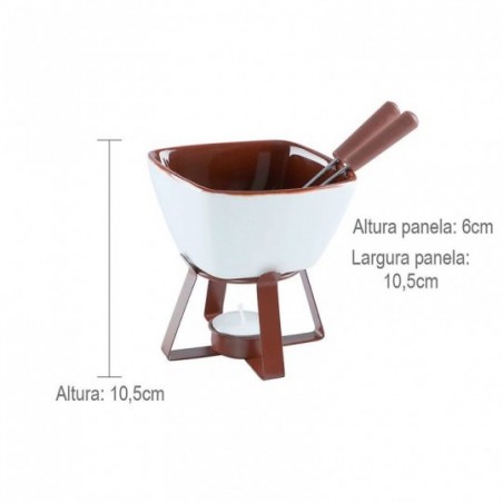 Conjunto Fondue Namur Porcelana Com 2 Garfos 300 Ml A Vela - Feira da Madrugada SP