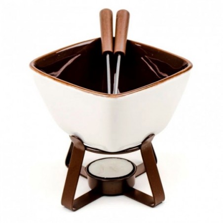 Conjunto Fondue Namur Porcelana Com 2 Garfos 300 Ml A Vela - Feira da Madrugada SP