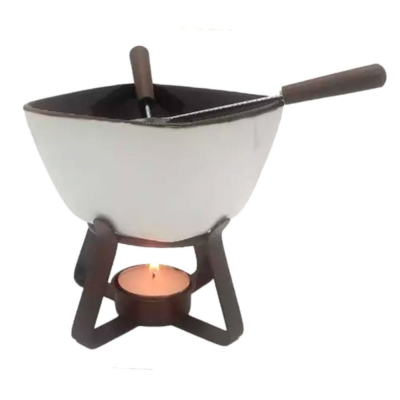 Conjunto Fondue Namur Porcelana Com 2 Garfos 300 Ml A Vela - Feira da Madrugada SP