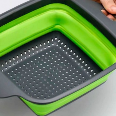 Escorredor De Alimentos Em Silicone Retrátil Quadrado Com Alça - Feira da Madrugada SP