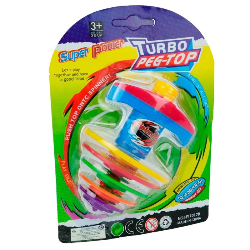 Super Pião Turbo Peg-Top Com 6 Peças De Brinquedo Colorido - Feira da Madrugada SP