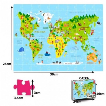 Jogo Quebra Cabeça Mundi 100 Peças Coluna Infantil - Feira da Madrugada SP