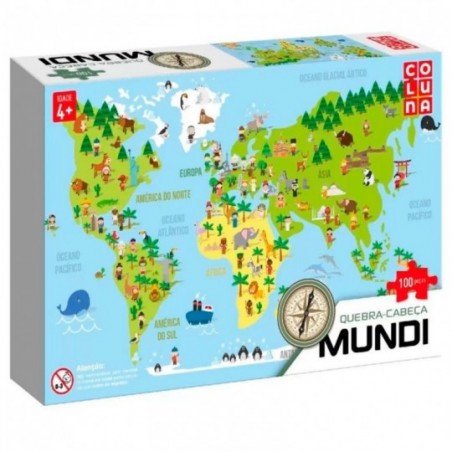 Jogo Quebra Cabeça Mundi 100 Peças Coluna Infantil - Feira da Madrugada SP