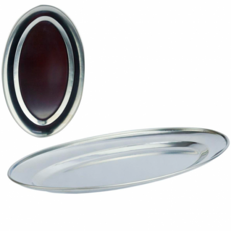 Travessa Bandeja Oval Em Aço Inox 29 x 18 CM - Compre Agora!