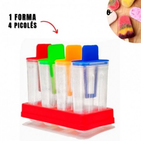 Kit 4 Formas Para Picolé De Plástico Colorido Sorvetinho - Feira da Madrugada SP
