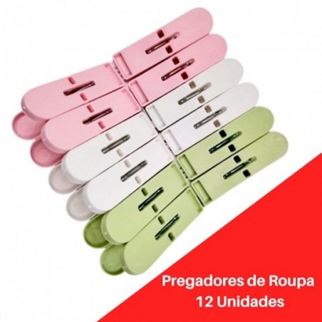 Prendedores De Roupas Coloridos Plástico 12 Peças - Feira da Madrugada SP