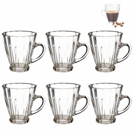 Kit Caneca Coffee Time De Vidro 6 Peças 180ml - Compre Agora!