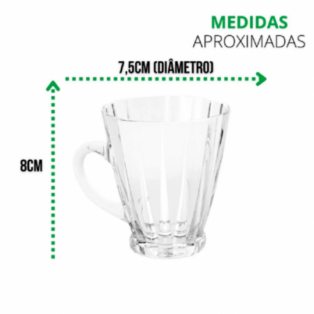 Kit Caneca Coffee Time De Vidro 6 Peças 180ml - Compre Agora!