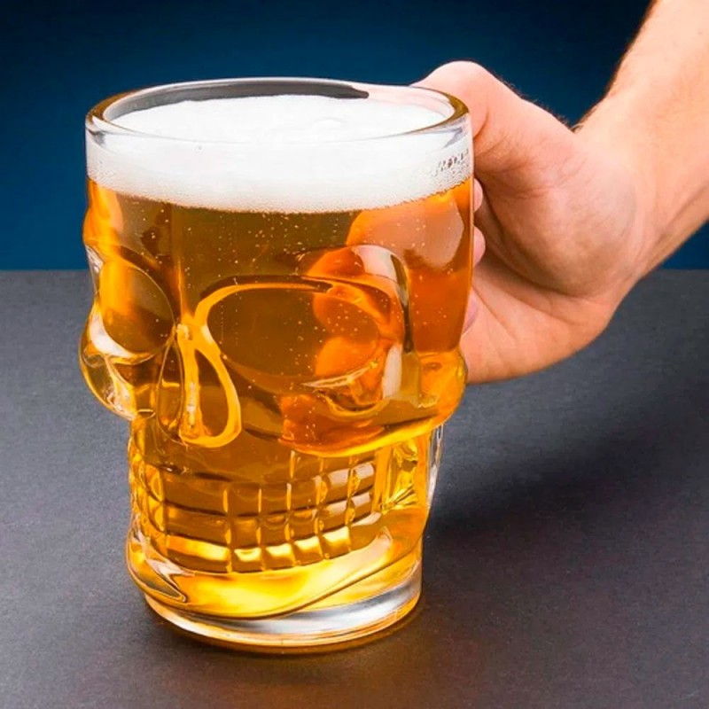 Caneca Caveira De Vidro Para Chopp e Cerveja 500Ml - Feira da Madrugada SP