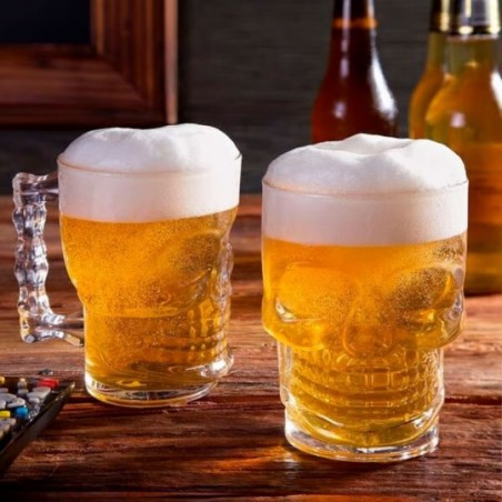 Caneca Caveira De Vidro Para Chopp e Cerveja 500Ml - Feira da Madrugada SP
