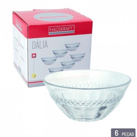 Jogo De Sobremesa Bowl Vidro 6 Peças 240Ml Dália - Feira da Madrugada SP