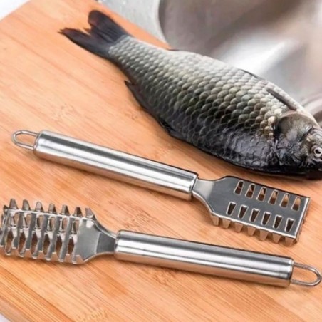 Escamador De Peixes Em Aço Inox 19,5 Cm Tira Escamas - Feira da Madrugada SP