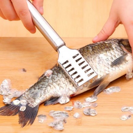 Escamador De Peixes Em Aço Inox 19,5 Cm Tira Escamas - Feira da Madrugada SP