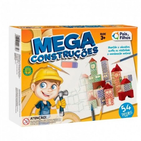 Mega Construção Blocos De Montar Com 54 Peças Brinquedo - Feira da Madrugada SP