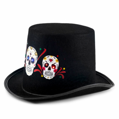 Cartola Preta De Caveira Mexicana Halloween - Compre Agora!