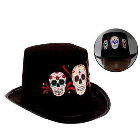 Cartola Preta De Caveira Mexicana Halloween - Compre Agora!