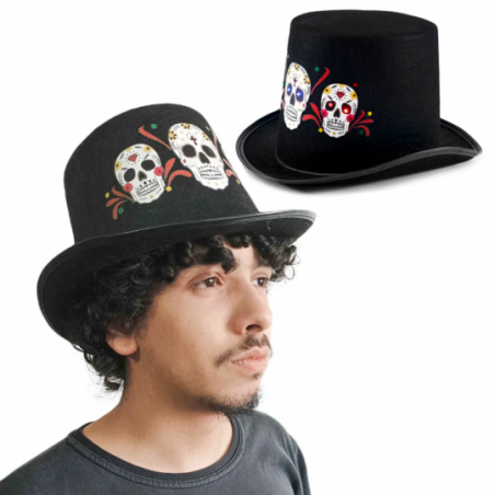 Cartola Preta De Caveira Mexicana Halloween - Compre Agora!