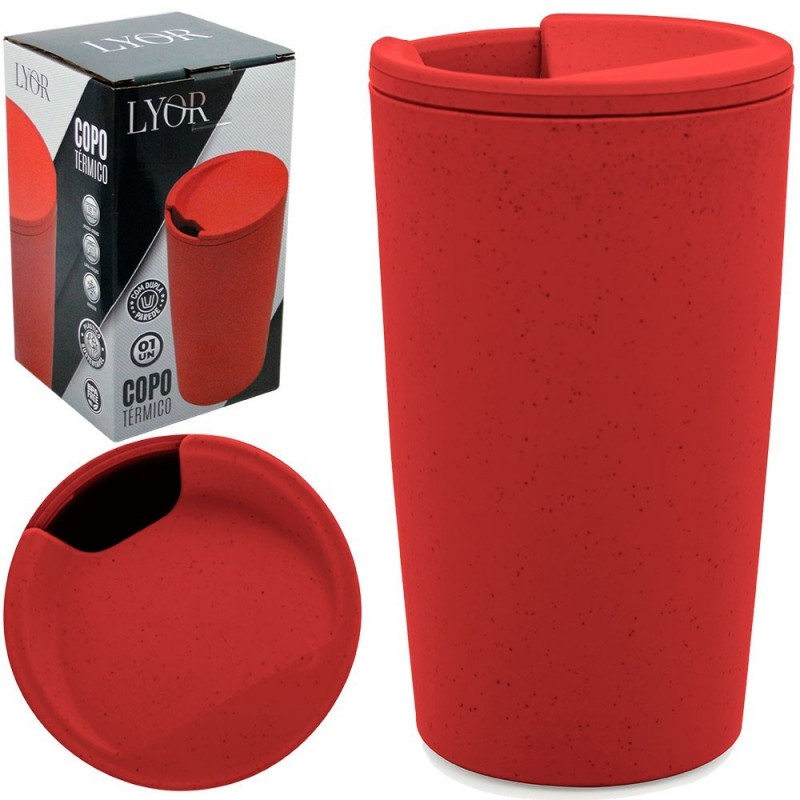 Copo Térmico Com Tampa De Bambu 500 Ml Sustentável - Feira da Madrugada SP
