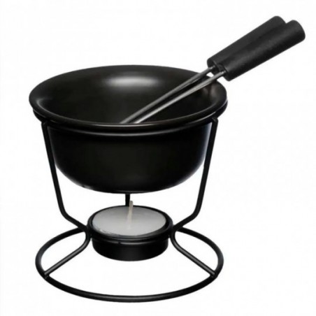 Conjunto Para Fondue Em Cerâmica Preto 5 Peças A Vela 140ml - Feira da Madrugada sp