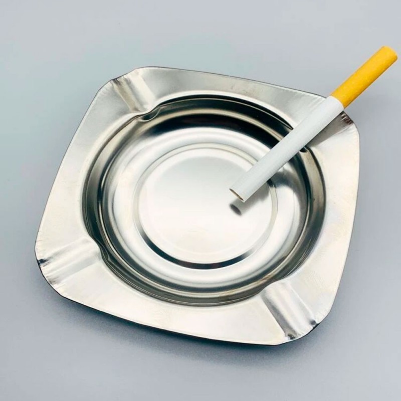 Cinzeiro Em Aço Inox Quadrado 11 Cm - Feira da Madrugada SP