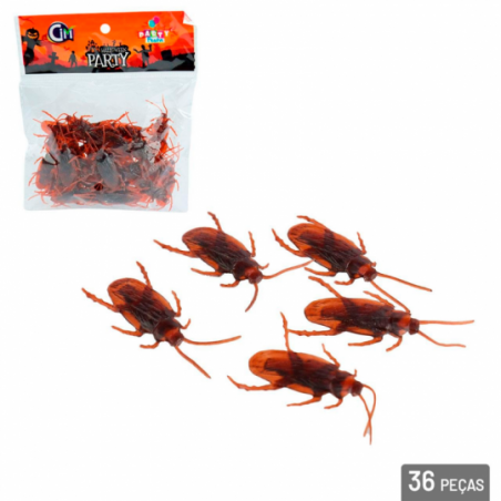 Kit Barata De Plástico Enfeite Halloween 36 Peças - Compre Agora!