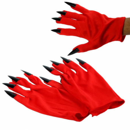 Luva De Poliéster Vermelha Com Unhas Para O Halloween