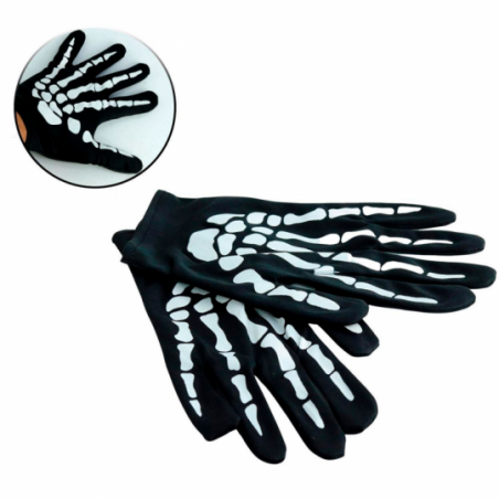 Luva Esqueleto De Poliéster Halloween Com Estampa De Mão - Compre Agora!