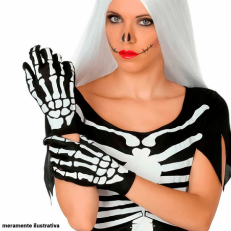 Luva Esqueleto De Poliéster Halloween Com Estampa De Mão - Compre Agora!