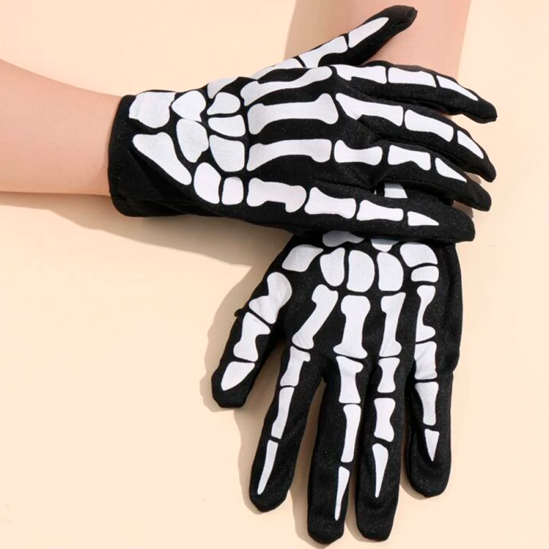 Luva Esqueleto De Poliéster Halloween Com Estampa De Mão - Compre Agora!