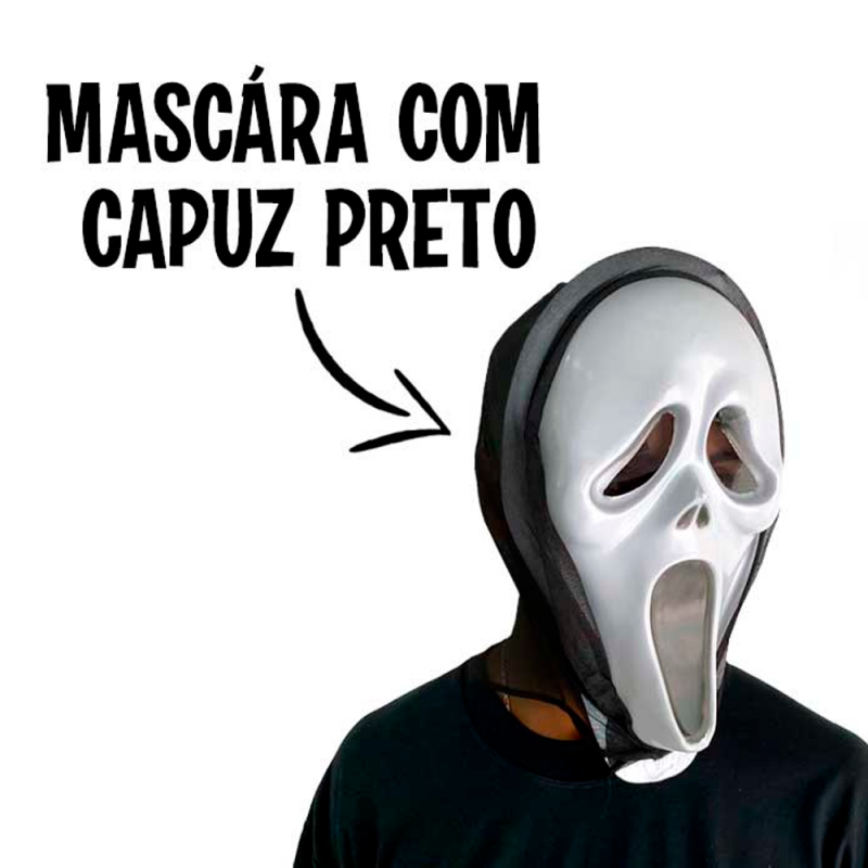 Máscara Pânico Com Capuz Halloween Fantasia Terror - Compre Agora!