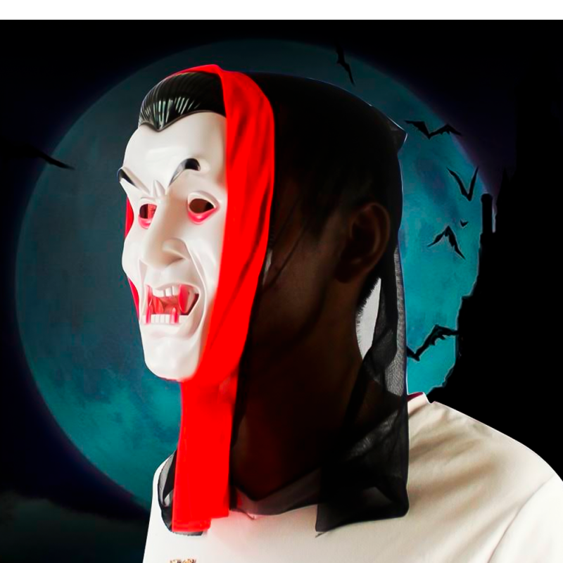 Máscara Drácula Vampiro Halloween Com Capuz Festa Fantasia - Compre Agora!