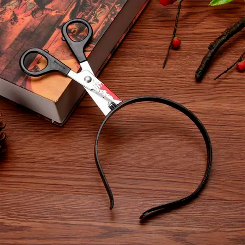 Tiara Tesoura Com Sangue Falso Acessório Fantasia Halloween - Compre Agora!
