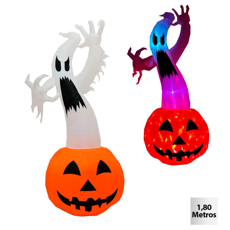 Inflável Abóbora Fantasma Led BIV 1,80m Enfeite Halloween - Compre Agora!