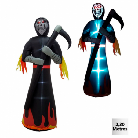 Inflável Caveira Foice LED Bivolt 2,3m Decoração Halloween - Compre Agora!