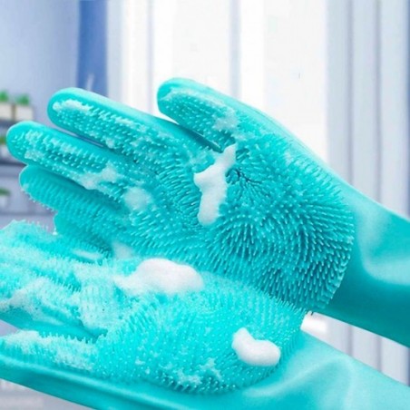 Par De Luvas Esponja Limpeza Em Silicone Multiuso - Feira da Madrugada SP