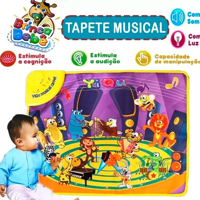 Tapete Musical Infantil Baby Sons De Animais Com Luz - Feira da Madrugada SP