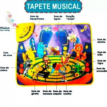 Tapete Musical Infantil Baby Sons De Animais Com Luz - Feira da Madrugada SP