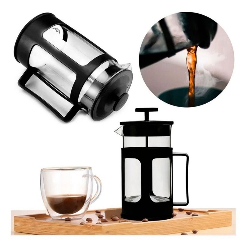Cafeteira Manual Francesa Prensa Cremeira Café Chá Leite 600ml - Feira da Madrugada SP